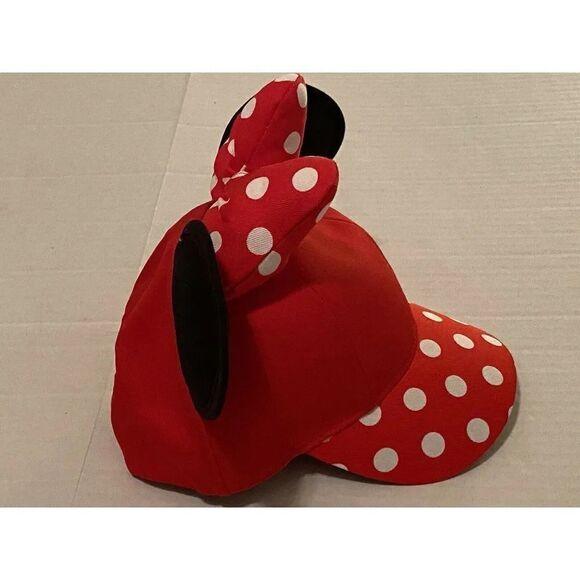 DISNEY Parks Minnie Mouse Cap Hat Ears & Bow Snapback Youth Polka Dots NEW - Picture 4 of 7